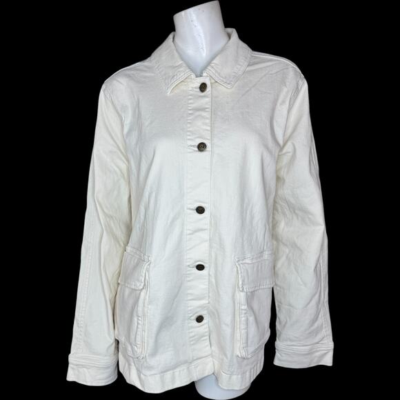Me by Jennie Garth The Dylan Denim Jacket Natural 1X NWT Pockets Button Front - Picture 1 of 14